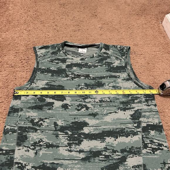 Men’s Green Camo Gymshark Tank Top Sleeveless Size Large Breathable - Picture 4 of 7